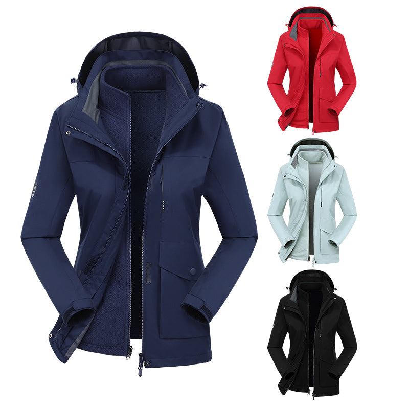 Two-piece Outdoor Mountaineering Clothing Plus Velvet Thickening
