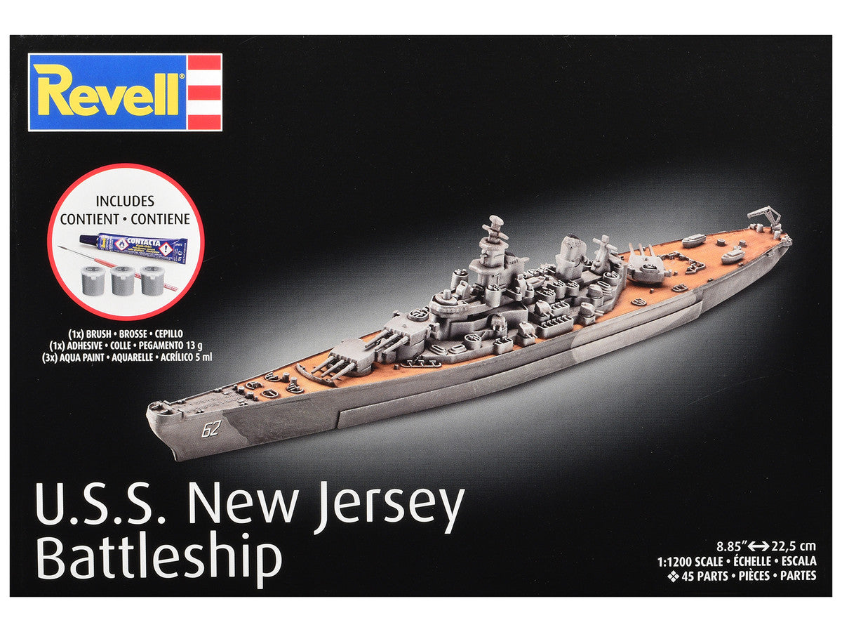 Level 4 Model Kit Battleship U.S.S. New Jersey All-Included Kit 1/1200 Scale Model by Revell