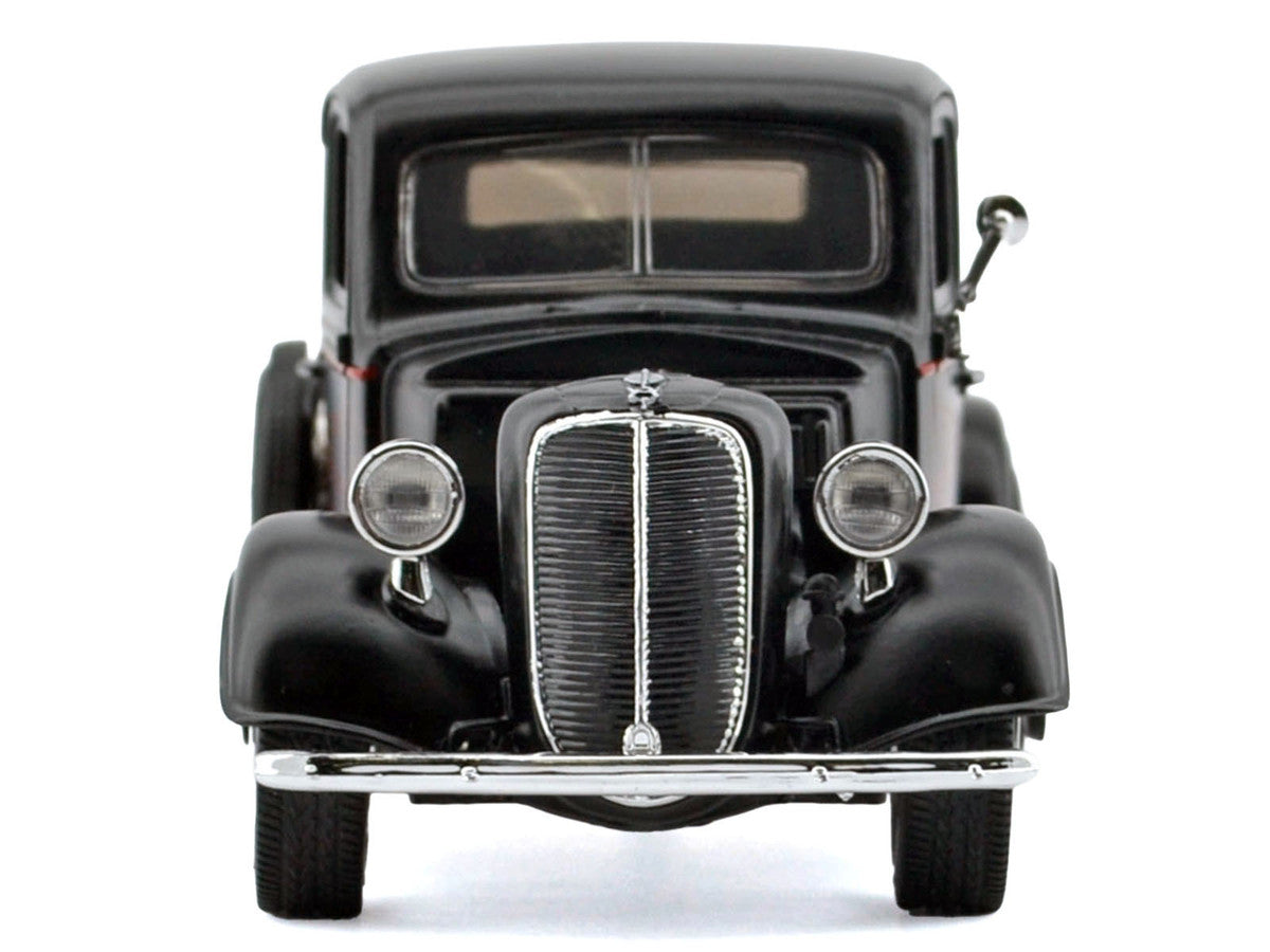 1937 Ford Pickup Truck Matt Black with Red Flame Graphics "Kult Klassics" Series 1/24 Diecast Model Car by Motormax