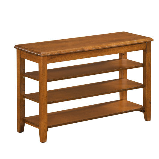 3-Tier Shoe Rack Bench with Adjustable Shelves for Entryway and Living Room-Brown