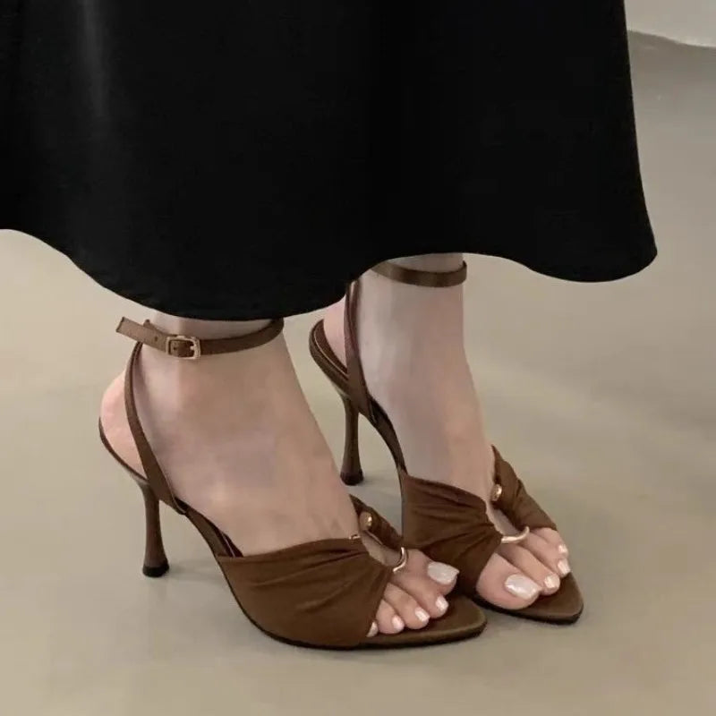 Sexy Super-high Heels Women Sandals Fad Pointed Toe Heeled Shoes 2025 Summer Stilettos Pumps Elegant Slingback Chaussures Femme