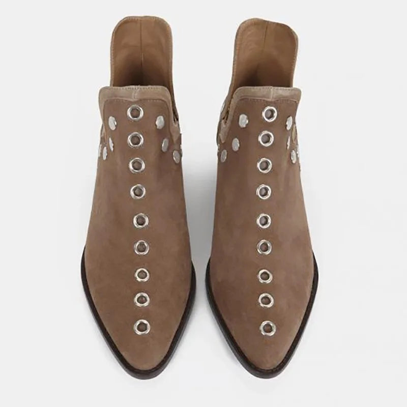 Women's Ankle Boots Autumn New Versatile Pointed Rivet Personalized Short Boots for Women Plus Size43