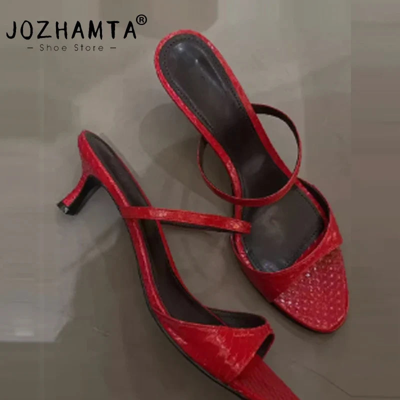 JOZHAMTA Size 34-43 Women Real Leather Casual Flats Slippers Comfort Slides Sandals Soft Fashion 2025 Daily Home Outdoor