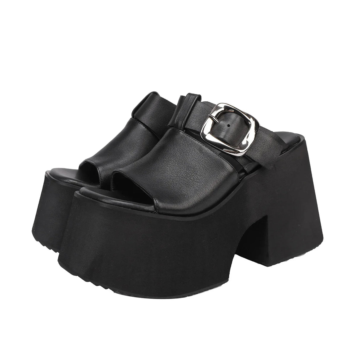 GKTINOO 2026 Summer New Genuine Leather Thick Soled Height Increasing Slippers Fashionable Women's Super High Heels Sandals