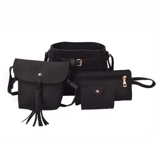 Vintage Lychee Pattern Four-Piece Mother-Daughter Bag Set