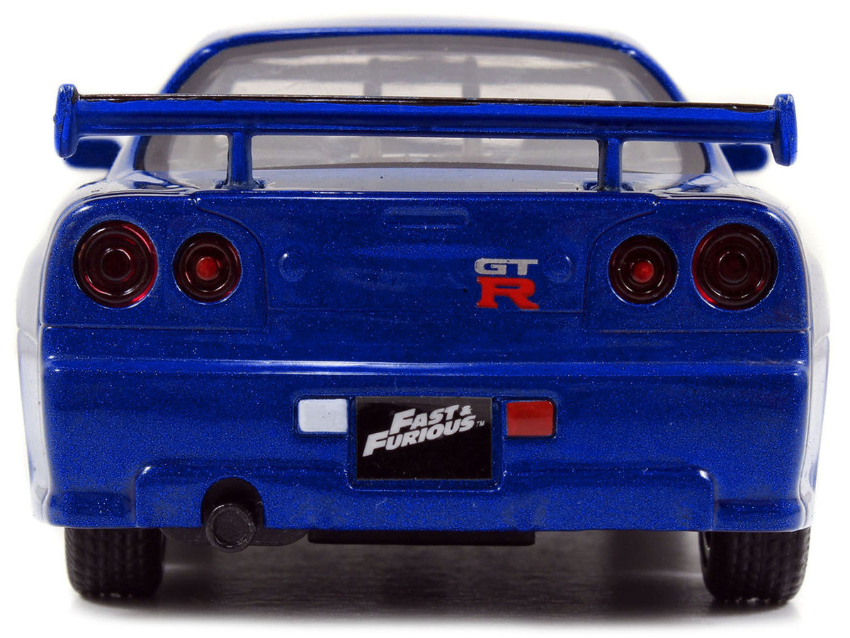 Brian's Nissan Skyline GT-R (R34) RHD (Right Hand Drive) Blue Metallic "Fast & Furious" (2009) Movie "25 Years of Fast & Furious" Series 1/32 Diecast Model Car by Jada