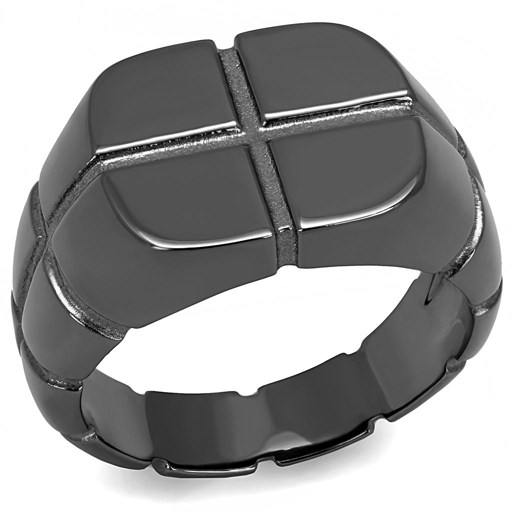 TK3273 - IP Light Black (IP Gun) Stainless Steel Ring with No Stone