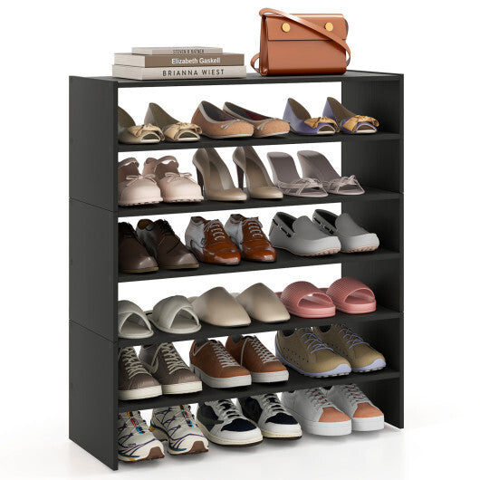 Costway 6-tier Shoe Rack with Anti-tipping Device for Entryway-Black