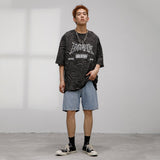 Worn Washed Denim Shorts