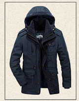 Men's Thick Cotton Jacket with Hood for Winter