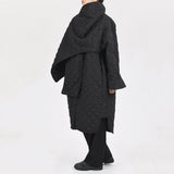 Trendy Loose Long Cotton Jacket with Scarf Collar