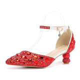 Low-Top Summer New Blue Color Pointed Gourd Heel Rhinestone Multi-Color Fashion Wedding Banquet Women's Shoes