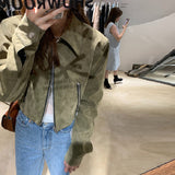 Retro Commuter Lazy Short Suede Fabric Jacket Coat For Women