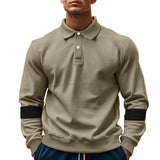 Fashion Long-sleeved Lapel Polo Shirt With Button Men's Loose Casual Sports Top Fall Spring Clothing