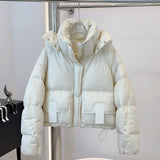 New Hooded Loose Slimming And Fashionable White Duck Down Bread Coat