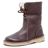 Large Size Women's Casual Lace-up Fleece Warm Martin Boots
