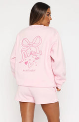 Women's Long Sleeve Bow Print Sweatshirt Hoodie