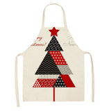Christmas Deer Art Pattern Female Cleaning Home Cooking Kitchen Apron Chef Ear Cotton Linen