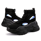 Thick bottom increase shoes couple high help flying woven white shoes platform shoes
