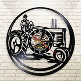 Creative old tractor harvester vinyl record wall clock