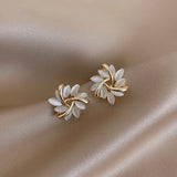 Cat's Eye Flower Earrings High Sense Opal Square Triangle Geometry Earrings