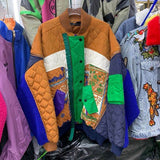 Stitching Color Matching Thickening Plus Cotton Stand Collar Zipper Loose