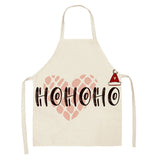 Christmas Deer Art Pattern Female Cleaning Home Cooking Kitchen Apron Chef Ear Cotton Linen