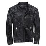 Men's Short Harley Leather Jacket, Stand Collar Casual Coat