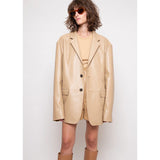 Women's Protein Leather Loose Profile Long-sleeved Cardigan Casual Jacket