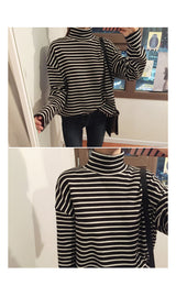 Striped Turtleneck Base Layer T-Shirt