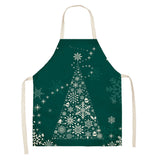 Household Green Series Christmas Dog Linen Apron Used In Kitchen