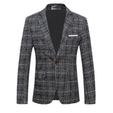 Men's Slim Fit Plaid Wool Suit Jacket S-5XL
