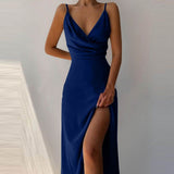 V-Neck Printed Slit Dress