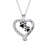 Heart-shaped Pendant Cute Dog's Paw Necklace For Women
