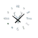 Ins3d deer head creative wall clock