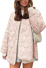 European And American Style Chic String Decoration Simple Solid Color Round Neck Loose Cotton Coat