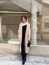 Mid-Length Mohair Knitted Cardigan Jacket for Women