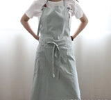 Solid Color Kitchen Apron Japanese Style Korean Style Sleeveless Multi-color Cotton And Linen