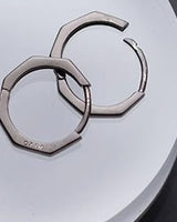 S925 Silver Octagon Ear Clip Black