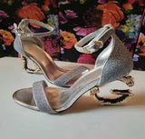 2020 New Metal Letter High Heel Sandals for Women
