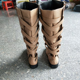 Lace-up Boots Round Toe Low Heel Rider Boots