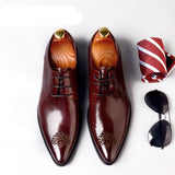 Pointed Carved Leather Shoes