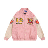 Men's Cartoon Embroidered Cat and Mouse Baseball Jacket
