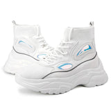 Thick bottom increase shoes couple high help flying woven white shoes platform shoes