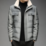 Men's Casual Winter Down Jacket with Fur Collar
