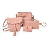 Vintage Lychee Pattern Four-Piece Mother-Daughter Bag Set