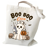 Women's Handbags Spooky Ghost Halloween Gift Canvas Shopping Bag Pumpkin Cute Ghost Halloween Tote Bags Retro Skeleton Handbags