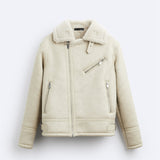 TAOP&ZA Men's Faux Lamb Fur Jacket for Fall/Winter