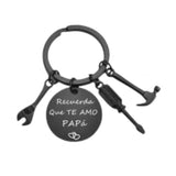 PaPa Stainless Steel Round Board Keychain Father's Day Gift