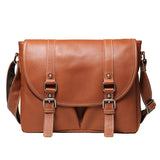 Mens Full-Grain Leather Large-Capacity Shoulder Bag